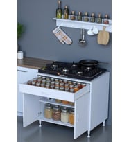 Eliusta Yankı 56 cm Derinlik 70 cm Genişlikte Dolap Baharat Raflı Set Üstü Ocak Uyumlu 708856 cm Dolap (Beyaz)