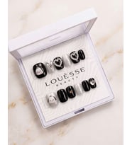Louésse Midnight Bunny Takma Tırnak 12’li Siyah Gümüş Kalpli Tavşan Cute Nail