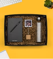 Kişiye Özel Defter Kalem, Fotoğraflı Ahşap Notluk ve Cam Matara Hediye Seti