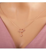 Gümüş Rose Kalp Yıldız Kadın Kolye
