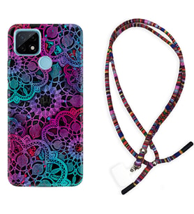Realme C11 C21 C21Y C25Y C11 2021 Kılıf Boyun Asklı Rasta Silikon Colurful Mandala 1667