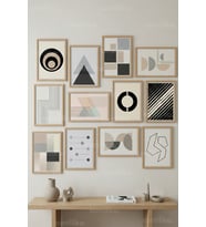 12 Parça Modern Geometrik Minimal 2 Renk Seçenekli Çerçeve Görünümlü Tablo Seti