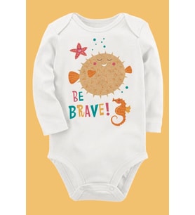 Organik Baskılı Pamuklu Unisex Bebek Body UZUNKOLE29