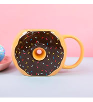 Donut Tasarımlı Siyah Kupa Bardak 