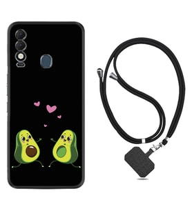 Tecno Spark 8T Kılıf Silikon Boyun Askılı İpli Desenli Silikon Aşık Avokadolar 1642
