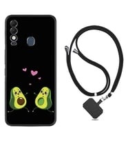 Tecno Spark 8T Kılıf Silikon Boyun Askılı İpli Desenli Silikon Aşık Avokadolar 1642
