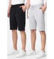 Erkek Siyah-Antrasit Yan Cepli Beli Lastikli Regular Fit Rahat Kesim 2'li Şort