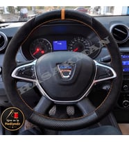 Dacia Stepway Dikme Direksiyon Kılıfı Alcantara Süet Mat Karbon Taba Yüzük ve Dikiş 2017-2021