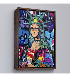 Çerçeveli Mona Lisa Grafitti Pop Art Duvar Tablosu (Altın)