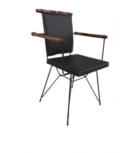 Sandalye 13701 PENYEZ Model Metal Siyah fırın Boya Suni Deri Balkon-Bahçe Elyapım