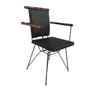 Sandalye 13701 PENYEZ Model Metal Siyah fırın Boya Suni Deri Balkon-Bahçe Elyapım