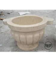 Sipahi Marble Bej Mermer Kavun Dilimli Ayaklı Köşe Kurna