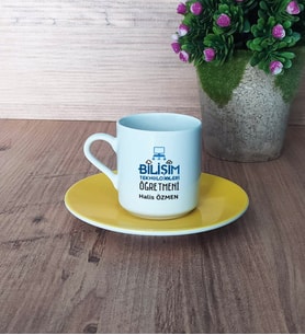 Bilişim Teknolojileri Öğretmeni Türk Kahvesi Fincanı Sarı Öğretmenler Günü Hediyesi