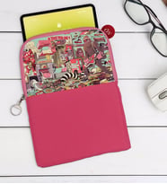 BK Gift Modern Soyut Tasarımlı Taşınabilir Koruyucu Tablet Kılıfı & Organizer Çanta - Pembe-7