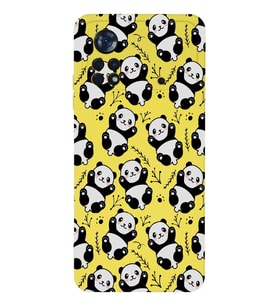 Xiaomi Poco X4 Pro Uyumlu Lansman Kılıf Panda Tasarımlı İçi Kadife Kapak-Sarı (Şeffaf)