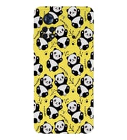 Xiaomi Poco X4 Pro Uyumlu Lansman Kılıf Panda Tasarımlı İçi Kadife Kapak-Sarı (Şeffaf)