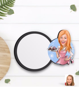BK Gift Kişiye Özel Kadın Aşçı Karikatürlü Ahşap Bardak Altlığı-4