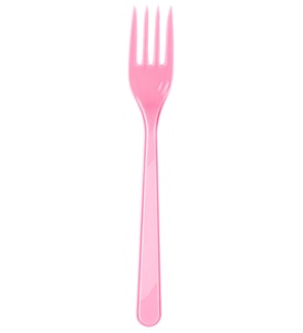 Plastik Çatal Pembe Renkli Lüx Parti Piknik Davet Doğum Günü Çatalı - 18 Cm. - 25 Adetlik Paket