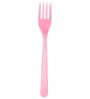 Plastik Çatal Pembe Renkli Lüx Parti Piknik Davet Doğum Günü Çatalı - 18 Cm. - 25 Adetlik Paket