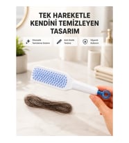 Mey İthalat® Kendi Kendini Temizleyen Saç Tarağı – Anti-Statik, Silikon Uçlu, ABS Malzeme, 22x4 cm