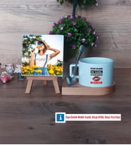Kadın Öğretmene Hediye Fotoğraflı Dekoratif Taş, Kupa Bardak Beyaz Hediye (Model 8)
