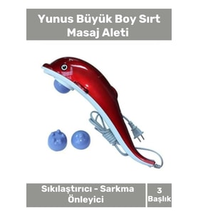 Deluxe Kolay Kullanım Zindelik Rahatlatıcı Boyun Sırt Tüm Vücut 3 Başlıklı Yunus Balığı Masaj Aleti