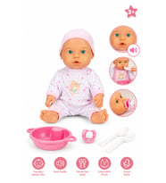 Yemek Zamanı Sesli ve Gülümseyen Oyuncak Et Bebek 35 cm - Aksesuarlı