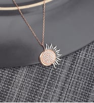 925 Ayar Gümüş Zirkon Taşlı Ay Güneş Kolye
