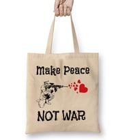 Cute Make Peace Not War Soldier Shooting Hearts Bez Çanta Uzun Saplı