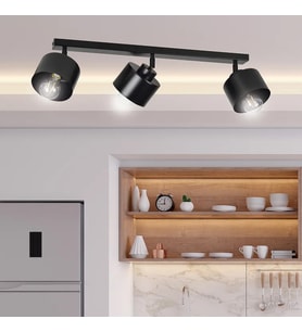 Rsylight Retro Rustik Metal Masa Üstü 3 Lü Siyah 180 Derece Hareketli Sıralı Avize 60 cm