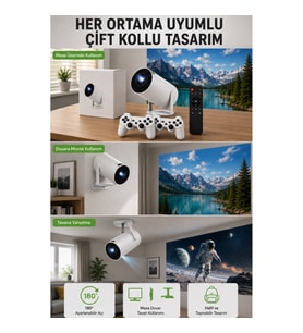 Mey İthalat® Kablosuz 4K Projeksiyon – Wi‑Fi 6 & Bluetooth 5.0 ile Oyun ve Uygulama Merkezli Yeni Ne