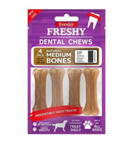 Freshy Dental Chews Natural Medium Bones Köpek Ödül Kemiği 10 Cm 4 Adet (STD)