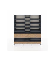 Hyperion Dolap 19 Raflı 8 Çekmeceli  220x44x243 Antrasit-Antrasit/Çam