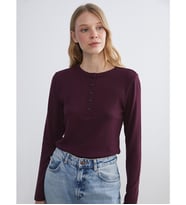 LCW EVERYDAY Bordo Bisiklet Yaka Kadın Body