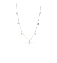 Modern Minimal Zirkon Kadın Gümüş Kolye, Altın Kaplama, 925 Ayar, Baget Zirkon (Rose - Gold)