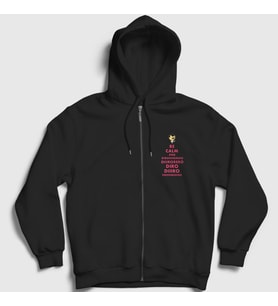 Presmono Unisex Siyah Be Calm Queen Freddie Mercury Fermuarlı Kapüşonlu Sweatshirt 34245tt