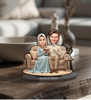 Sevgililer Gününe Özel Tesettür Aile Tasarımlı Karikatür Biblo