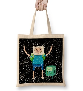 Adventure Time Finn And Bmo Snowfall Celebration Bez Çanta Uzun Saplı