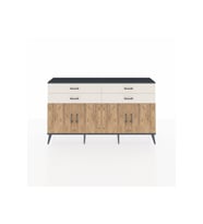Arges Konsol 2 Raflı 4 Çekmeceli 8 Kapaklı 176x30x99 Antrasit-Çam/Aytaşı