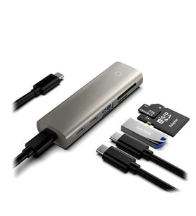 Type-C Bağlantı Adaptörü (SD, Micro SD, USB, Type-C) Çoklayıcı Çevirici Dönüştürücü Çoğaltıcı Kablo (Gri)