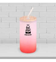 BK Gift İsimli Dad Tasarımlı Kırmızı Renk Pipetli Buzlu Cam Bardak 600ml - 4, Babaya Hediye, Doğum Günü Hediyesi
