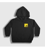 Presmono Unisex Çocuk Siyah Javascript Coder Programmer Developer Yazılımcı Kapüşonlu Sweatshirt 335527tt