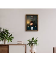 BK Home Sultan II Abdülhamid Han Tasarımlı Doğal Masif Ahşap Çerçeveli Tablo 45x65cm-3