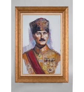 Çerçeveli Paspartulu Atatürk Tablo a80 (Gold)