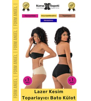 #BatoKülot Karın Basen Toparlayıcı Kaymaz İz Yapmaz Lazer Kesim Toparlayıcı Bato Külot 2'li Set (Siyah-Bej)