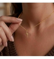 Kişiye Özel 925 Ayar Gümüş Minimalist Şimşek Kolye (Gold)