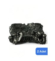 Gümüş Eskitme Küllük, Dekoratif Kül Tablası, 2 Adet Set