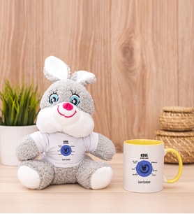 Kişiye Özel Kova Burcuna Hediye Peluş Tavşan ve Sarı Kupa