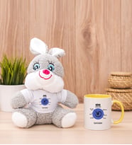 Kişiye Özel Kova Burcuna Hediye Peluş Tavşan ve Sarı Kupa
