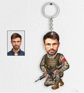 Kişiye Özel Polis Tasarımlı Karikatür Anahtarlık 1